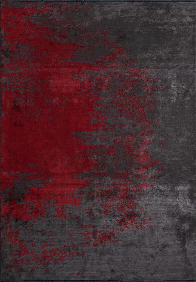 Nimbus Red & Grey Abstract Living Room Rug