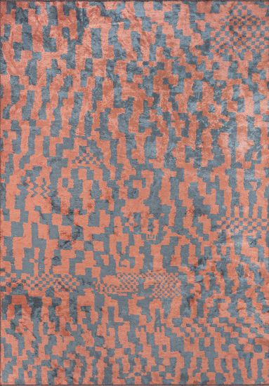 Azure Orange Abstract Living Room Rug