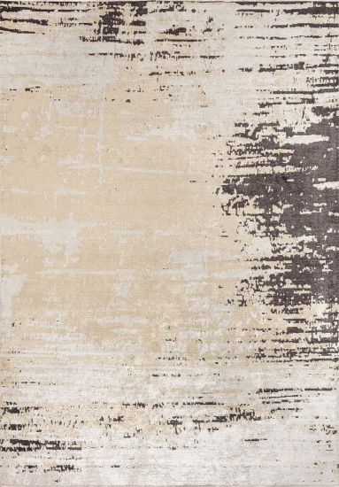 Dhurrie Beige & Cream Abstract Living Room Rug