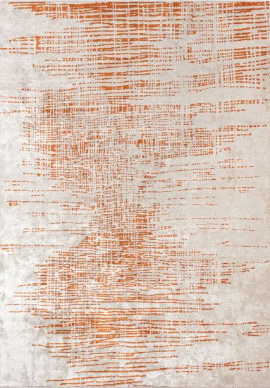 Abstract Beige Orange Pines Living Room Rug