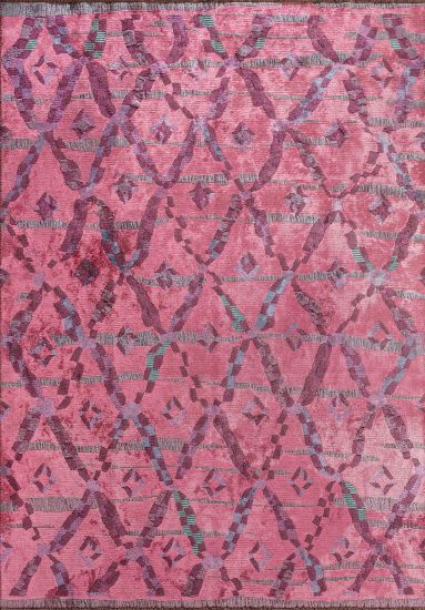 Grandeur Pink Geometric Living Room Rug