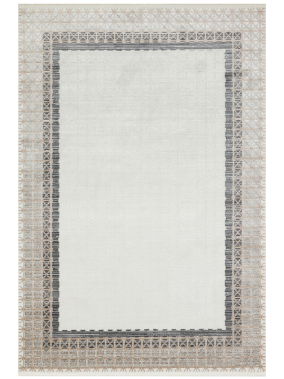 Prairie Cream & Beige Bordered Living Room Rug
