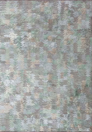 Bergama Green & Beige Abstract Living Room Rug