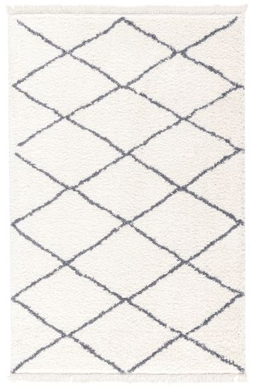 Fizzle White & Grey Geometric Bedroom Rug