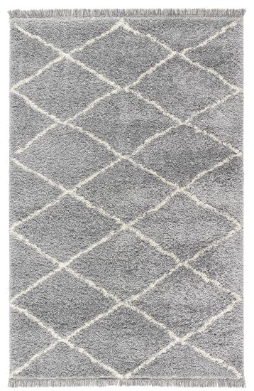 Fizzle Grey & White Geometric Bedroom Rug