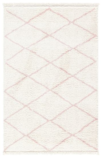 Fizzle Cream & Pink Geometric Bedroom Rug