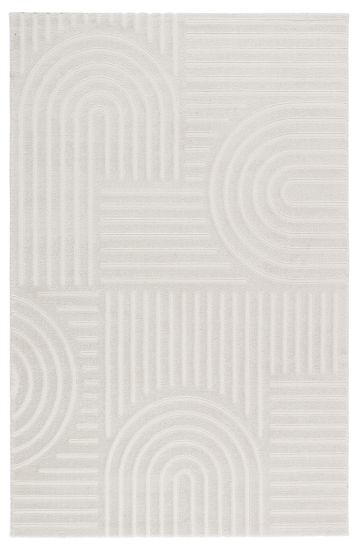 Flute Cream White Geometric Bedroom Rug