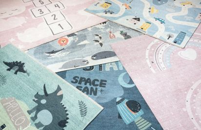 Enrich Pink & White Kids Modern Rug