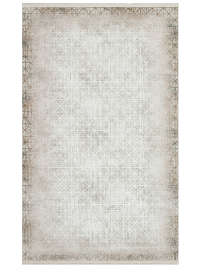 Creamy Beige Robusta Geometric Living Room Rug