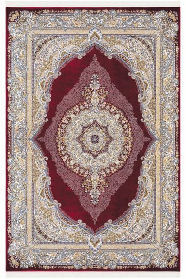 Zerabi85 Beige Red Oriental Bordered Bedroom Rug