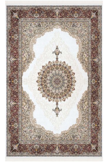 Zerabi85 Beige Red Modern Oriental Living Room Rug