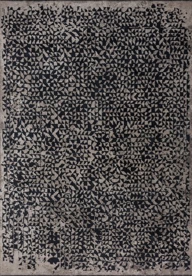 Nebula Black & Brown Distressed Dining Room Rug