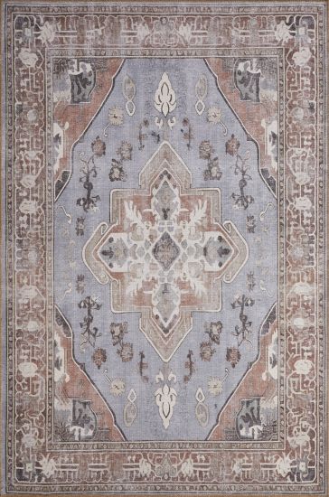 Baskili Brown Grey Modern Persian & Oriental Bedroom Rug