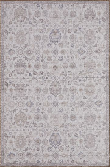 Baskili Cream Beige Floral Indoor Rug