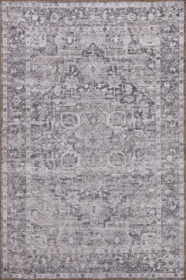 Baskili Grey Charcoal Persian & Oriental Living Room Rug