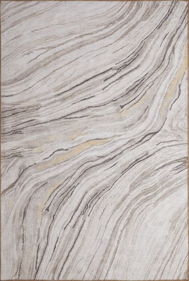 Baskili Cream Brown Abstract Patterned Area Rug