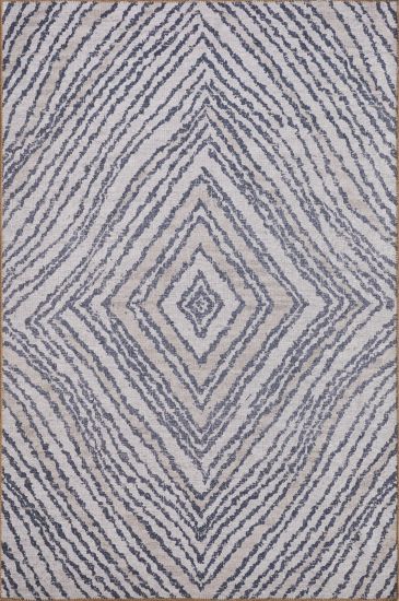 Baskili Cream Grey Geometric Patterned Living Room Rug