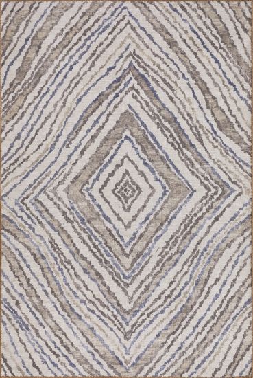 Baskili Beige Brown Geometric Patterned Area Rug