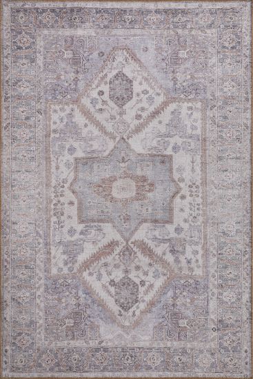 Baskili Cream Brown Modern Persian & Oriental Area Rug