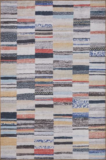 Baskili Multicolour Geometric Patterned Living Room Rug