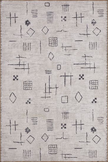 Baskili Beige Charcoal Scandi Indoor Rug