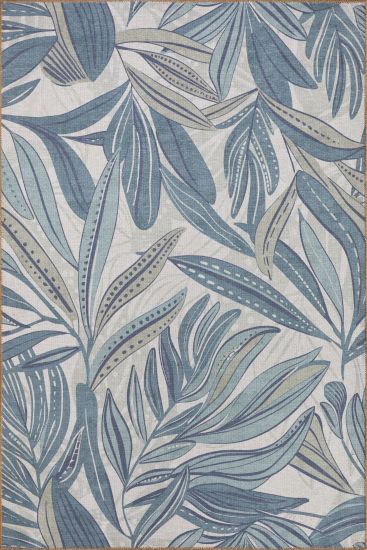 Baskili Green Cream Floral Indoor Rug