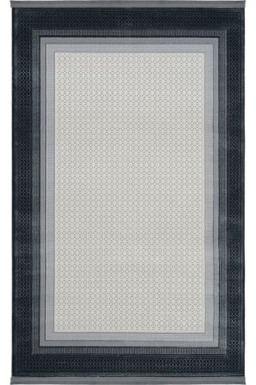 Pelptis Cream Black Bordered Living Room Rug