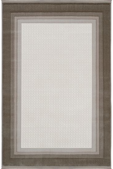 Pelptis Cream Brown Bordered Living Room Rug