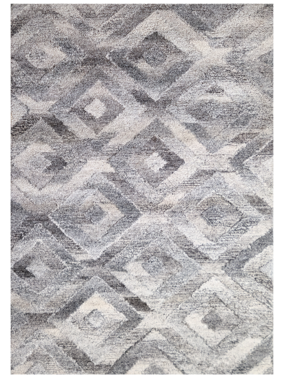 Tufted32 Charcoal Cream Abstract Geometric Living Room Rug