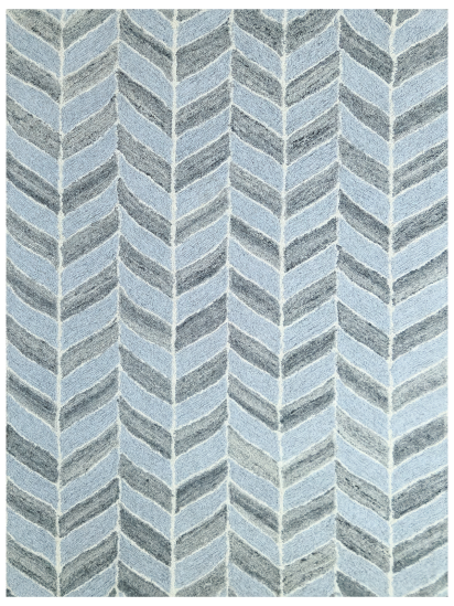 Tufted32 Blue Grey Modern Chevron Area Rug