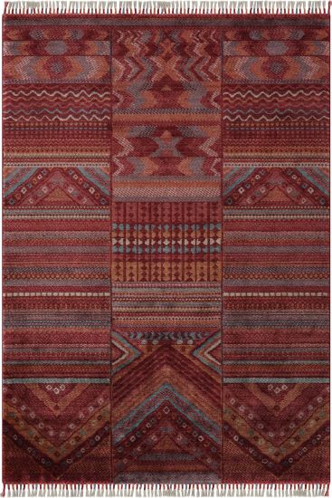 Gallipt Red Multicolour Modern Kilim Living Room Rug