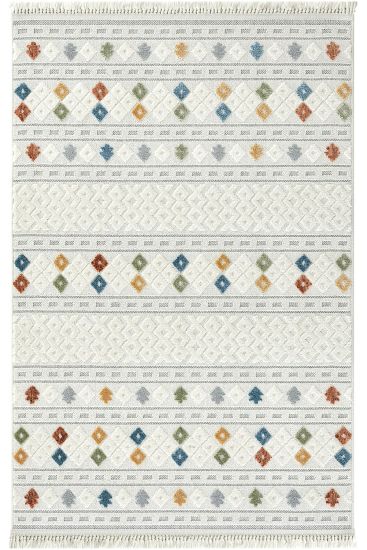 Dreptil Cream Multicolour Modern Aztec Living Room Rug