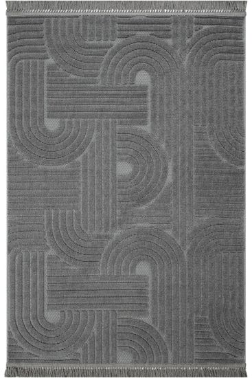Stoprin Geometric Grey Bedroom Rug
