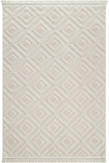 Stoprin Beige Geometric Living Room Rug
