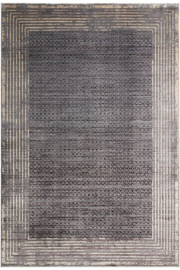 Quaptin Charcoal Modern Bordered Area Rug
