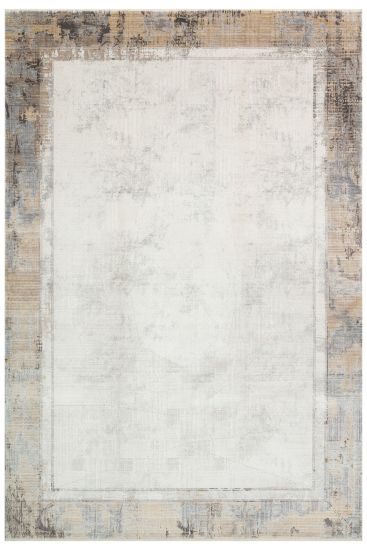 Quaptin Cream Copper Modern Bordered Indoor Rug