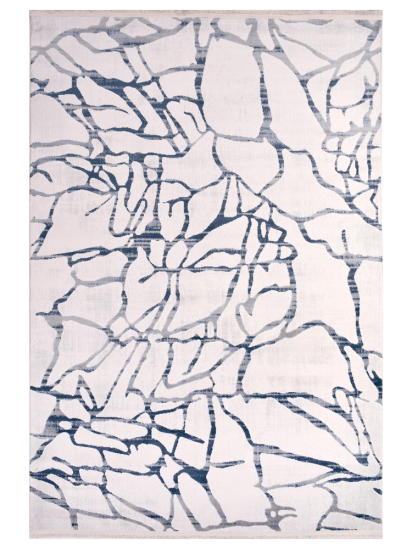 Luminous Blue Abstract Cream Living Room Rug