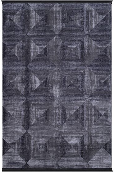 Toptrika Charcoal Modern Geometric Area Rug