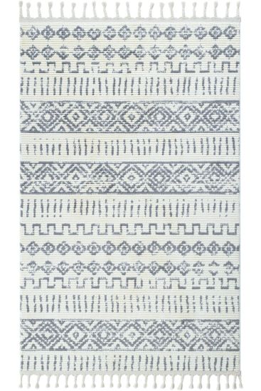 Peptal Cream Grey Modern Aztec Bedroom Rug