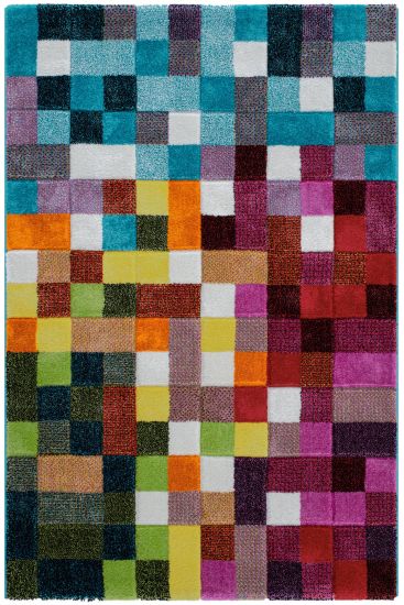 Cooptik Blue & White Geometric Bedroom Rug