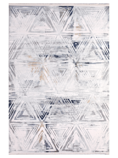 Luminous Geometric Cream, Grey & Blue Living Room Rug