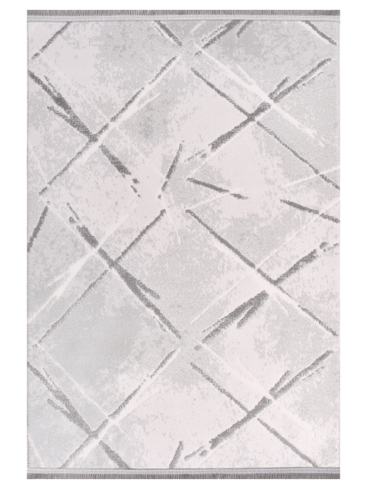 Luminous Cream & Grey Stripe Living Room Rug