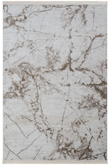 Norptis Cream Brown Abstract Bedroom Rug