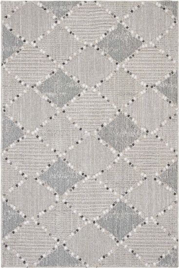 Adora85 Grey Cream Patterned Living Room Rug
