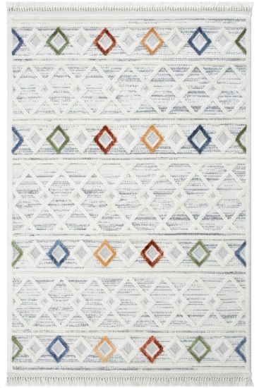 Piptara Cream Grey Modern Aztec Area Rug