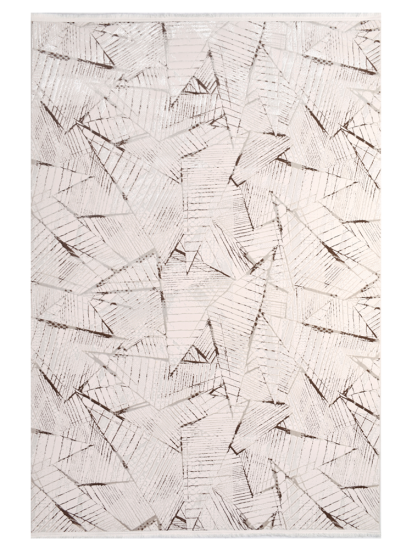 Modern Geometric Jewel Cream & Brown Area Rug