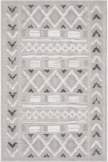 Adora85 Grey Cream Modern Patterned Living Room Rug