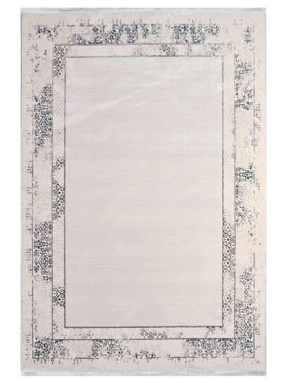 Jewel Beige & Blue Bordered Bedroom Rug