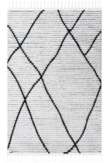 Paltino White Black Stripes Bedroom Rug