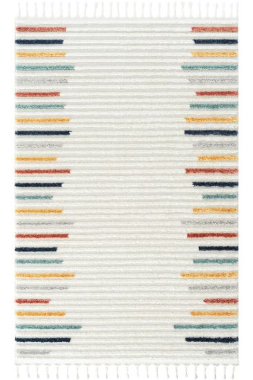 Paltino Cream Multicolour Modern Stripes Area Rug